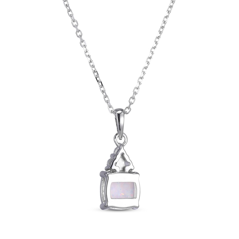 Cushion-Cut Lab-Created Opal & Round-Cut White Lab-Created Sapphire Necklace Sterling Silver 18“