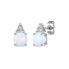 Thumbnail Image 0 of Cushion-Cut Lab-Created Opal & Round-Cut White Lab-Created Sapphire Stud Earrings Sterling Silver