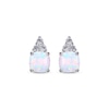 Thumbnail Image 1 of Cushion-Cut Lab-Created Opal & Round-Cut White Lab-Created Sapphire Stud Earrings Sterling Silver