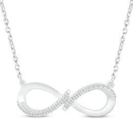 Round-Cut Diamond Infinity Necklace 1/10 ct tw Sterling Silver 18”