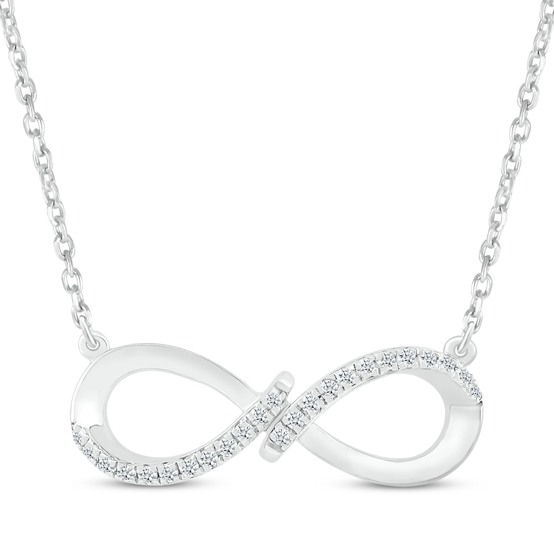 Main Image 1 of Round-Cut Diamond Infinity Necklace 1/10 ct tw Sterling Silver 18”