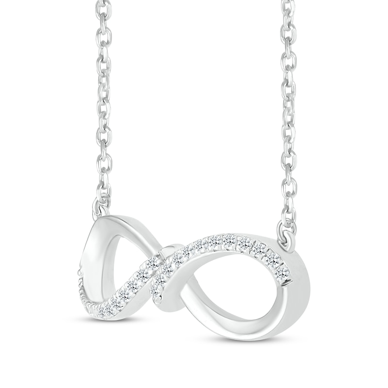 Main Image 2 of Round-Cut Diamond Infinity Necklace 1/10 ct tw Sterling Silver 18”