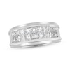 Thumbnail Image 1 of Men's Square-Cut Diamond Two-Row Wedding Band 2 ct tw 10K White Gold