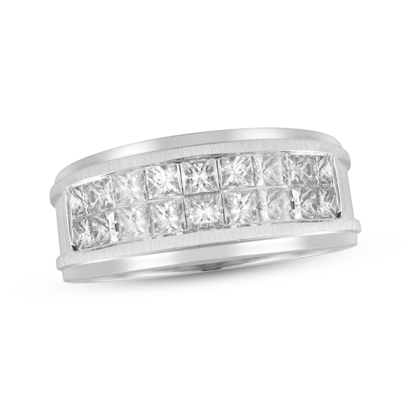 Main Image 1 of Men's Square-Cut Diamond Two-Row Wedding Band 2 ct tw 10K White Gold