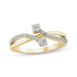 Diamond Bypass Crossover Ring 3/8 ct tw 10K Yellow Gold