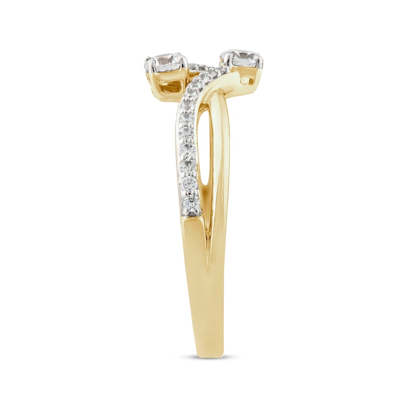 Main Image 2 of Diamond Bypass Crossover Ring 3/8 ct tw 10K Yellow Gold