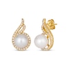 Thumbnail Image 1 of Le Vian Cultured Pearl Swirl Earrings 1/2 ct tw Diamonds 14K Honey Gold