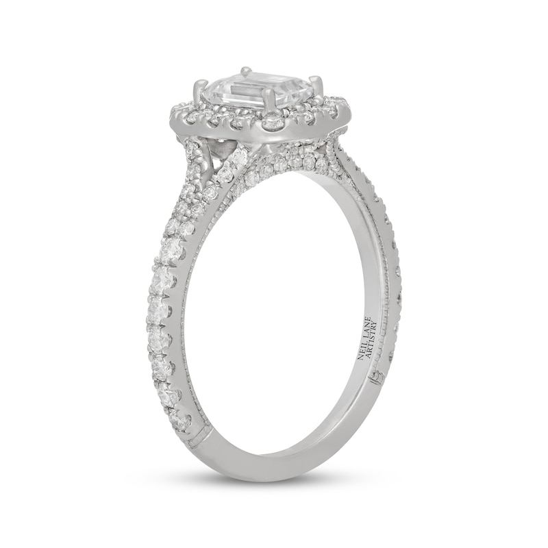 Main Image 2 of Neil Lane Artistry Emerald-Cut Lab-Grown Diamond Halo Engagement Ring 1-1/2 ct tw 14K White Gold