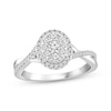 Thumbnail Image 1 of Multi-Diamond Center Oval Halo Engagement Ring 1/2 ct tw 14K White Gold