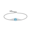 Thumbnail Image 1 of Cushion-Cut Swiss Blue Topaz & White Lab-Created Sapphire Bolo Bracelet Sterling Silver