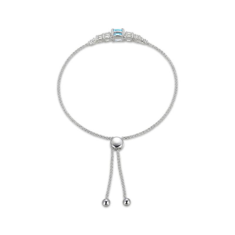 Main Image 2 of Cushion-Cut Swiss Blue Topaz & White Lab-Created Sapphire Bolo Bracelet Sterling Silver