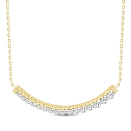 Diamond Rope Graduating Smile Necklace 1/4 ct tw 10K Yellow Gold 18&quot;