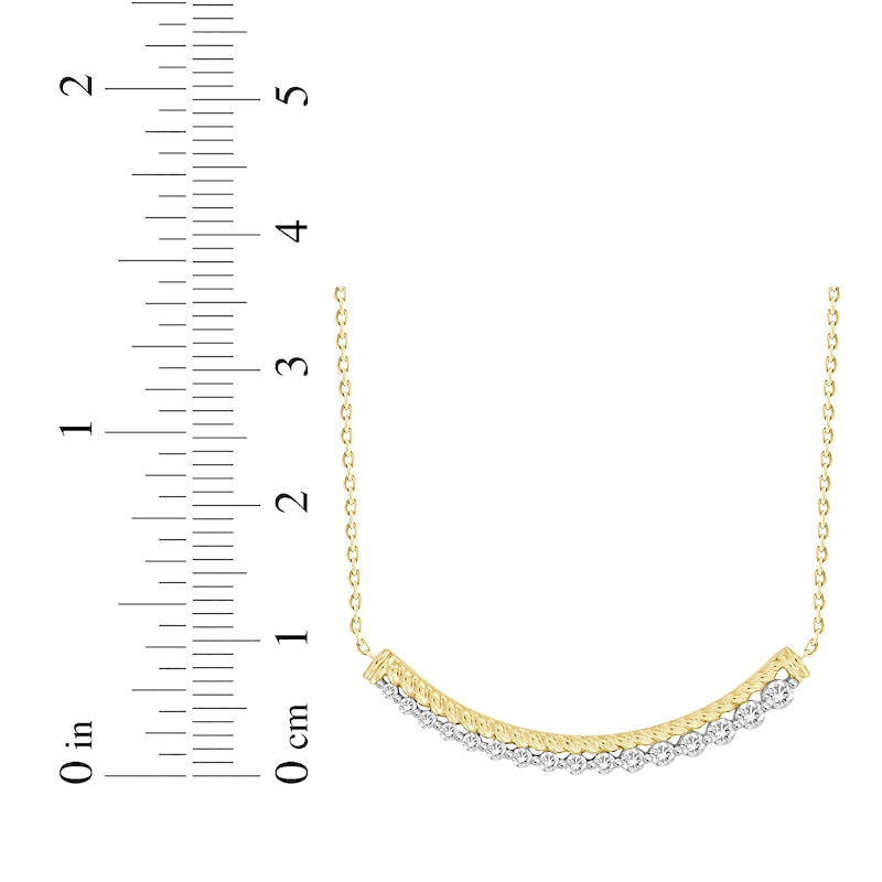 Main Image 2 of Diamond Rope Graduating Smile Necklace 1/4 ct tw 10K Yellow Gold 18&quot;