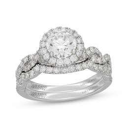 Neil Lane Artistry Round-Cut Lab-Grown Diamond Halo Bridal Set 1-7/8 ct tw 14K White Gold