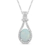 Thumbnail Image 1 of Oval-Cut Lab-Created Opal & White Lab-Created Sapphire Necklace Sterling Silver 18&quot;