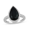 Thumbnail Image 0 of Pear-Shaped Black Onyx & White Lab-Created Sapphire Ring Sterling Silver