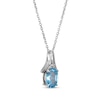 Thumbnail Image 1 of Oval-Cut Swiss Blue Topaz & White Lab-Created Sapphire Necklace Sterling Silver 18"