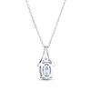 Thumbnail Image 2 of Oval-Cut Swiss Blue Topaz & White Lab-Created Sapphire Necklace Sterling Silver 18"