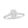 Thumbnail Image 1 of Multi-Diamond Center Cushion Halo Engagement Ring 1/4 ct tw 10K White Gold