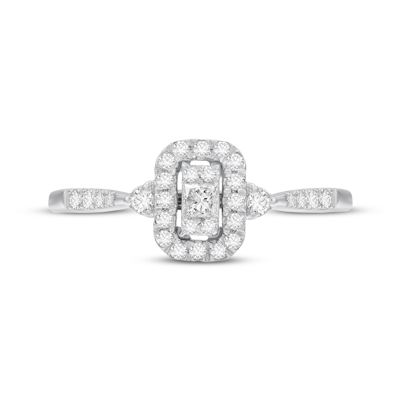 Main Image 3 of Multi-Diamond Center Cushion Halo Engagement Ring 1/4 ct tw 10K White Gold