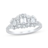 Thumbnail Image 1 of Emerald-Cut Diamond Three-Stone Halo Engagement Ring 1 ct tw 14K White Gold