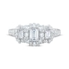 Thumbnail Image 3 of Emerald-Cut Diamond Three-Stone Halo Engagement Ring 1 ct tw 14K White Gold