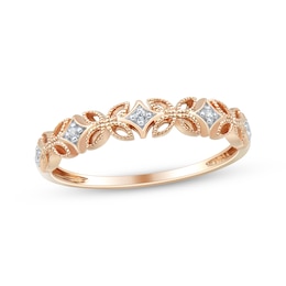 Diamond Accent Filigree Anniversary Ring 10K Rose Gold