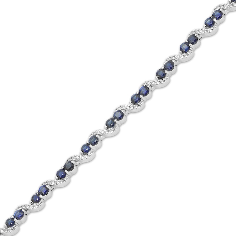 Our Story Together Blue & White Lab-Created Sapphire S-Link Bracelet 10K White Gold 7"