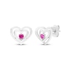 Thumbnail Image 0 of Believe in Love Lab-Created Ruby Double Heart Stud Earrings Sterling Silver