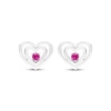 Thumbnail Image 1 of Believe in Love Lab-Created Ruby Double Heart Stud Earrings Sterling Silver
