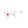 Thumbnail Image 2 of Believe in Love Lab-Created Ruby Double Heart Stud Earrings Sterling Silver