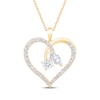 Thumbnail Image 1 of Lab-Grown Diamonds by KAY Round & Marquise-Cut Open Heart Necklace 1 ct tw 14K Yellow Gold 18&quot;