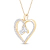 Thumbnail Image 2 of Lab-Grown Diamonds by KAY Round & Marquise-Cut Open Heart Necklace 1 ct tw 14K Yellow Gold 18&quot;