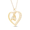 Thumbnail Image 3 of Lab-Grown Diamonds by KAY Round & Marquise-Cut Open Heart Necklace 1 ct tw 14K Yellow Gold 18&quot;