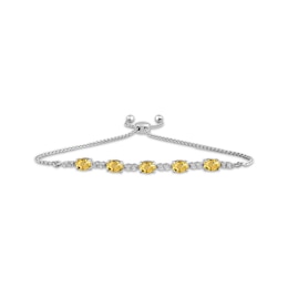 Oval-Cut Citrine & White Lab-Created Sapphire Bolo Bracelet Sterling Silver
