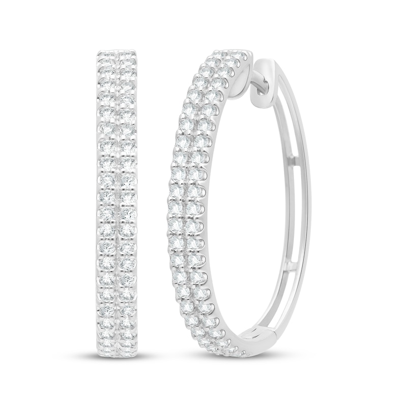 Diamond Two-Row Hoop Earrings 2 ct tw 10K White Gold