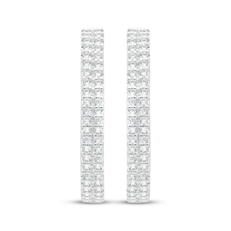 Diamond Two-Row Hoop Earrings 2 ct tw 10K White Gold