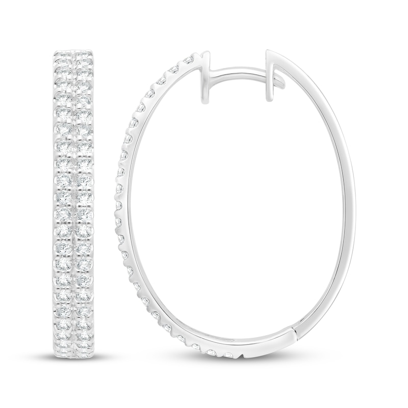 Diamond Two-Row Hoop Earrings 2 ct tw 10K White Gold