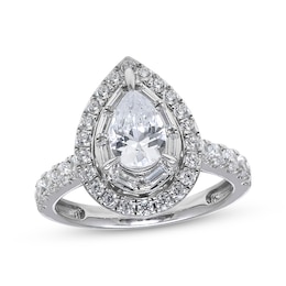 Adore Lab-Grown Diamonds Pear-Shaped Double Halo Engagement Ring 2 ct tw 14K White Gold