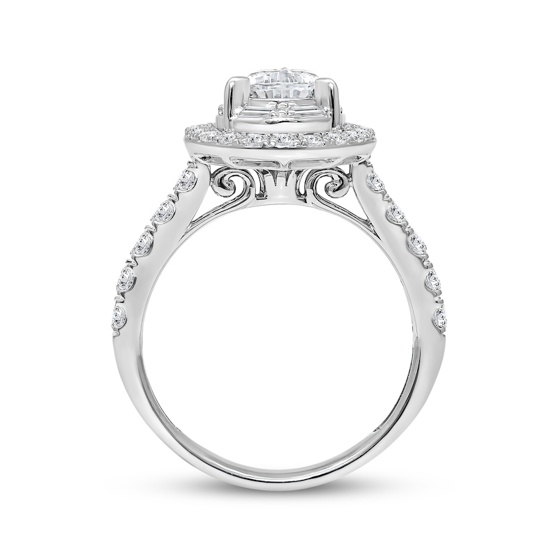 Main Image 2 of Lab-Grown Diamonds by KAY Pear-Shaped Double Halo Engagement Ring 2 ct tw 14K White Gold