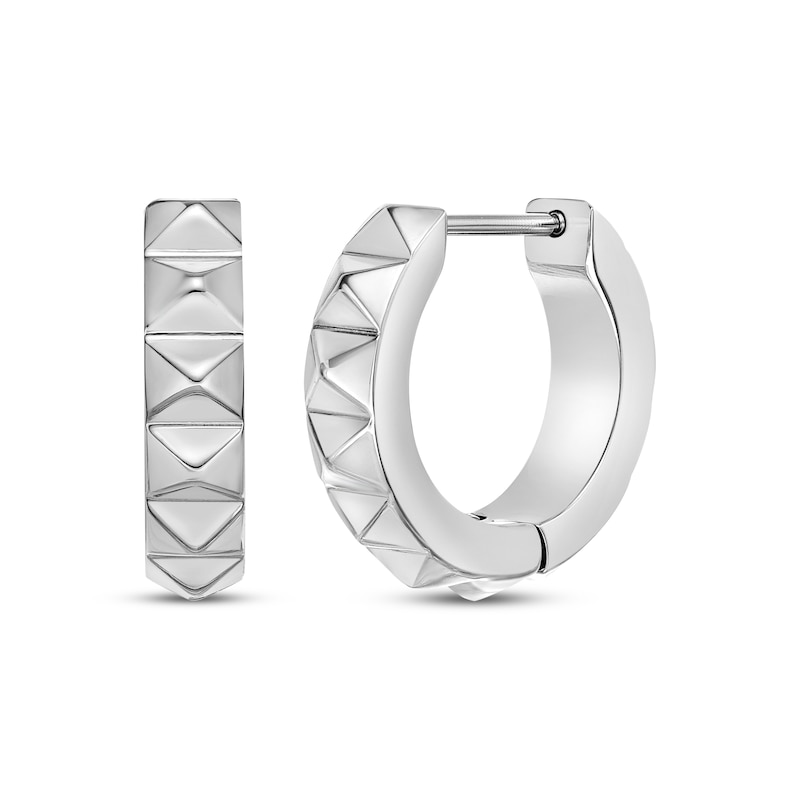 Main Image 1 of Men's Spike Huggie Hoop Earrings Stainless Steel