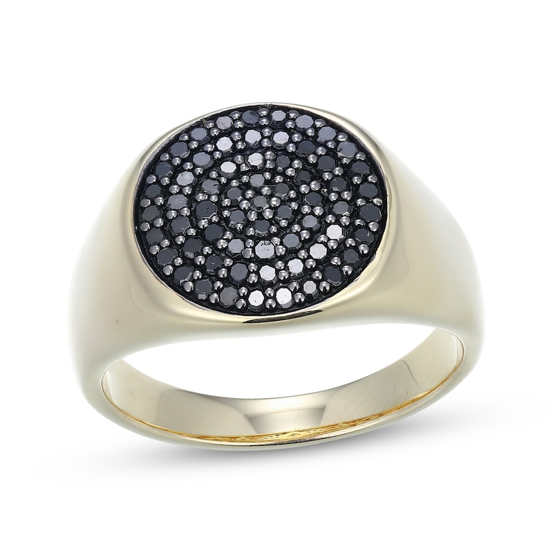 Main Image 1 of Men's Black Diamond Circle Ring 5/8 ct tw 10K Yellow Gold