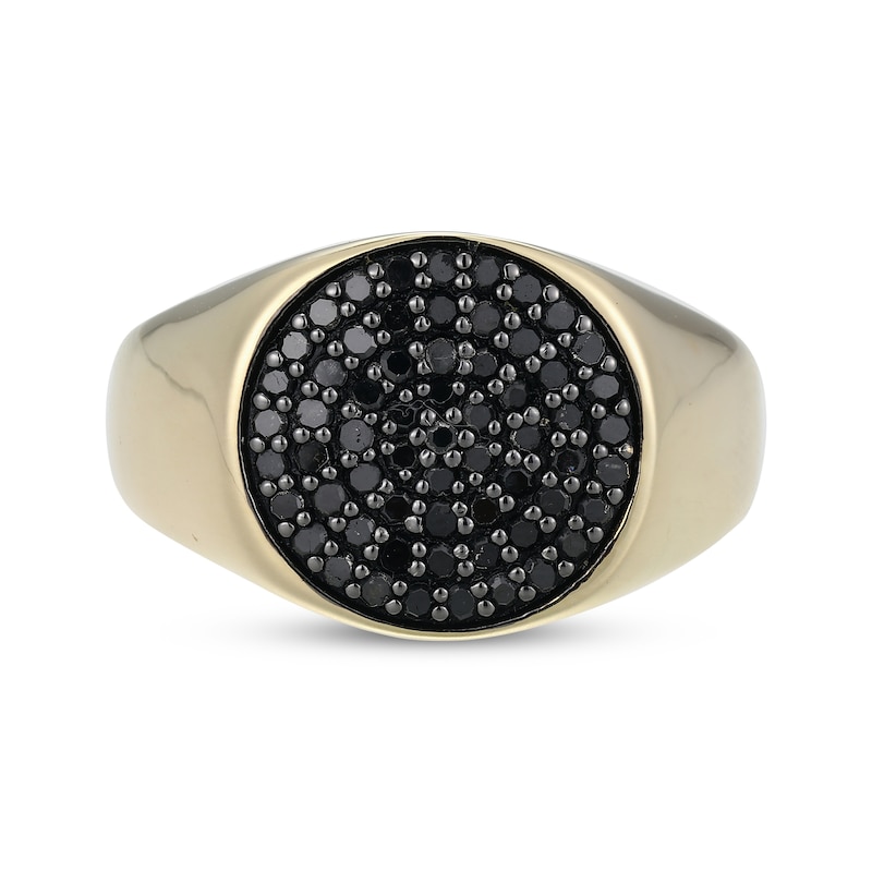 Main Image 3 of Men's Black Diamond Circle Ring 5/8 ct tw 10K Yellow Gold