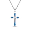 Thumbnail Image 1 of Men's Cross Necklace Stainless Steel & Blue Ion Plating 24&quot;