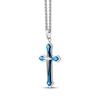 Thumbnail Image 2 of Men's Cross Necklace Stainless Steel & Blue Ion Plating 24&quot;