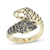 Thumbnail Image 1 of Men's Black Diamond Double Snake Head Wrap Ring 10K Yellow Gold