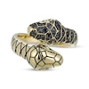 Thumbnail Image 3 of Men's Black Diamond Double Snake Head Wrap Ring 10K Yellow Gold