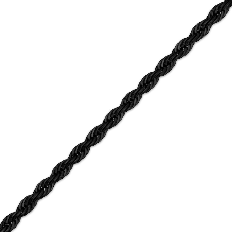 Main Image 2 of Solid Rope Chain Necklace 3mm Black Ion-Plated Stainless Steel 22&quot;