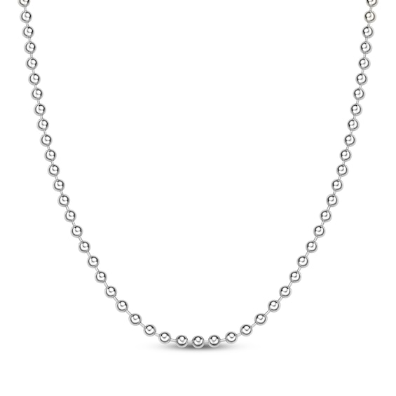 Solid Bead Chain Necklace 4mm Stainless Steel 20"