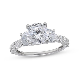 Lab-Grown Diamonds by KAY Round-Cut Three-Stone Engagement Ring 3-1/2 ct tw 14K White Gold